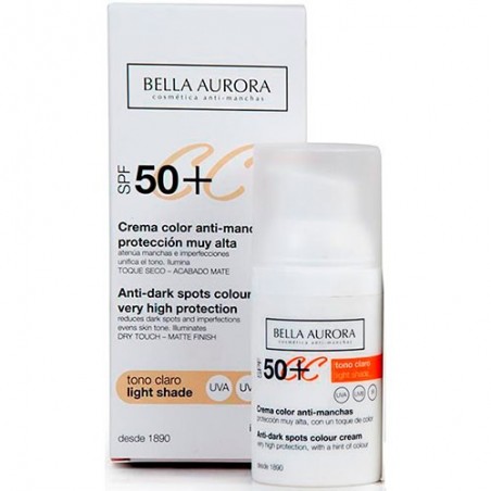 Comprar Bella Aurora CC Crema Anti Manchas SPF 50 Tono Claro 30 ml